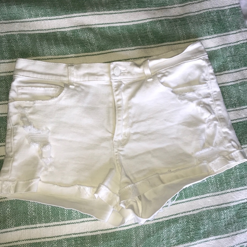 White High Rise Shorts